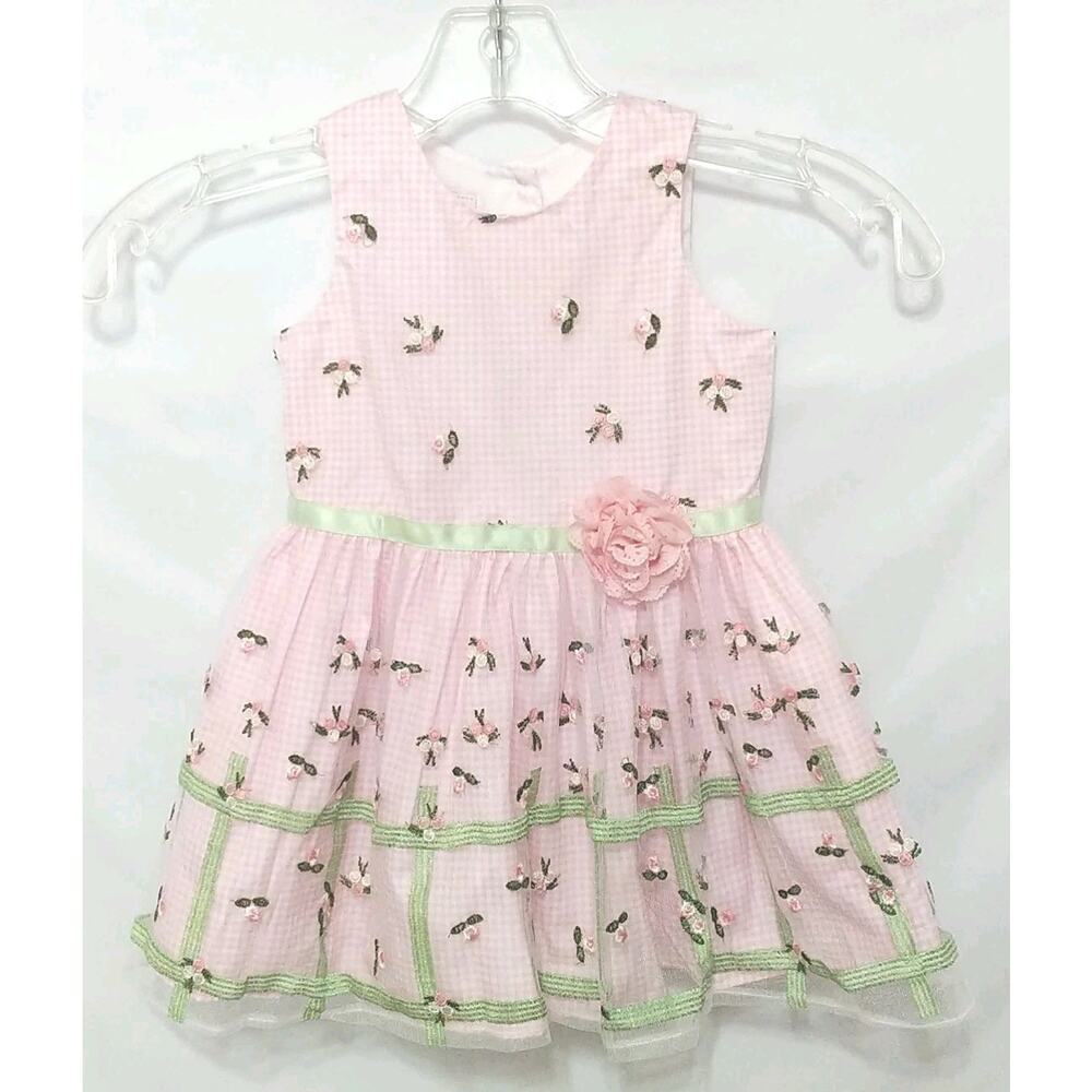 Marmelatta Toddler Girl 2T Dress Sleeveless Gingham Flower Spring Easter